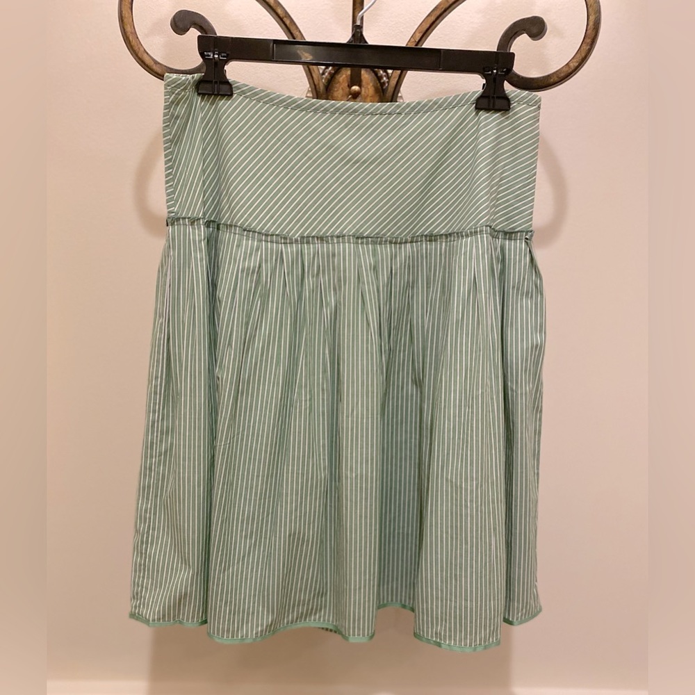 NWT *J. CREW FACTORY* Pleated Skirt … *GREEN•WHITE* Stripes … Size: 4 - Picture 2 of 4